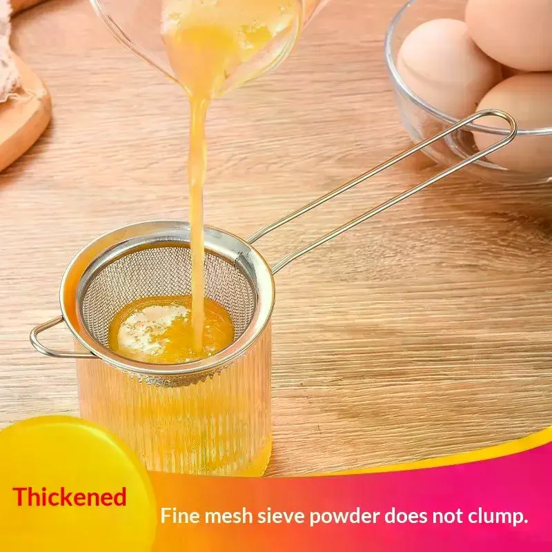 Flour Strainer Mesh With Handle Diameter7/8/10/12/14/16/18/20/22cm Stainless Steel Colander Tea Sifter Kitchen Sieve Filter Too