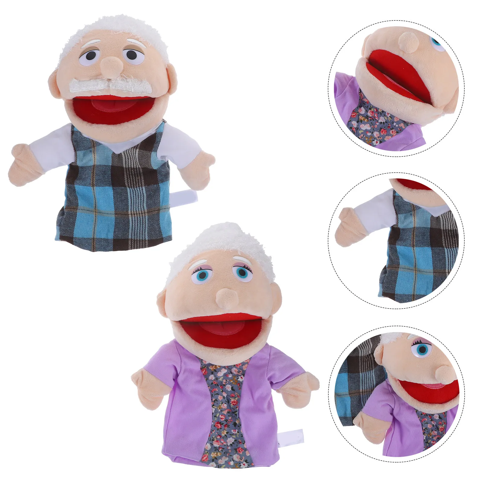 2Pcs Creative Hand Puppet Set Bright Colors Fine Texture Lifelike Design for Kids Imagination Play Communication Skills