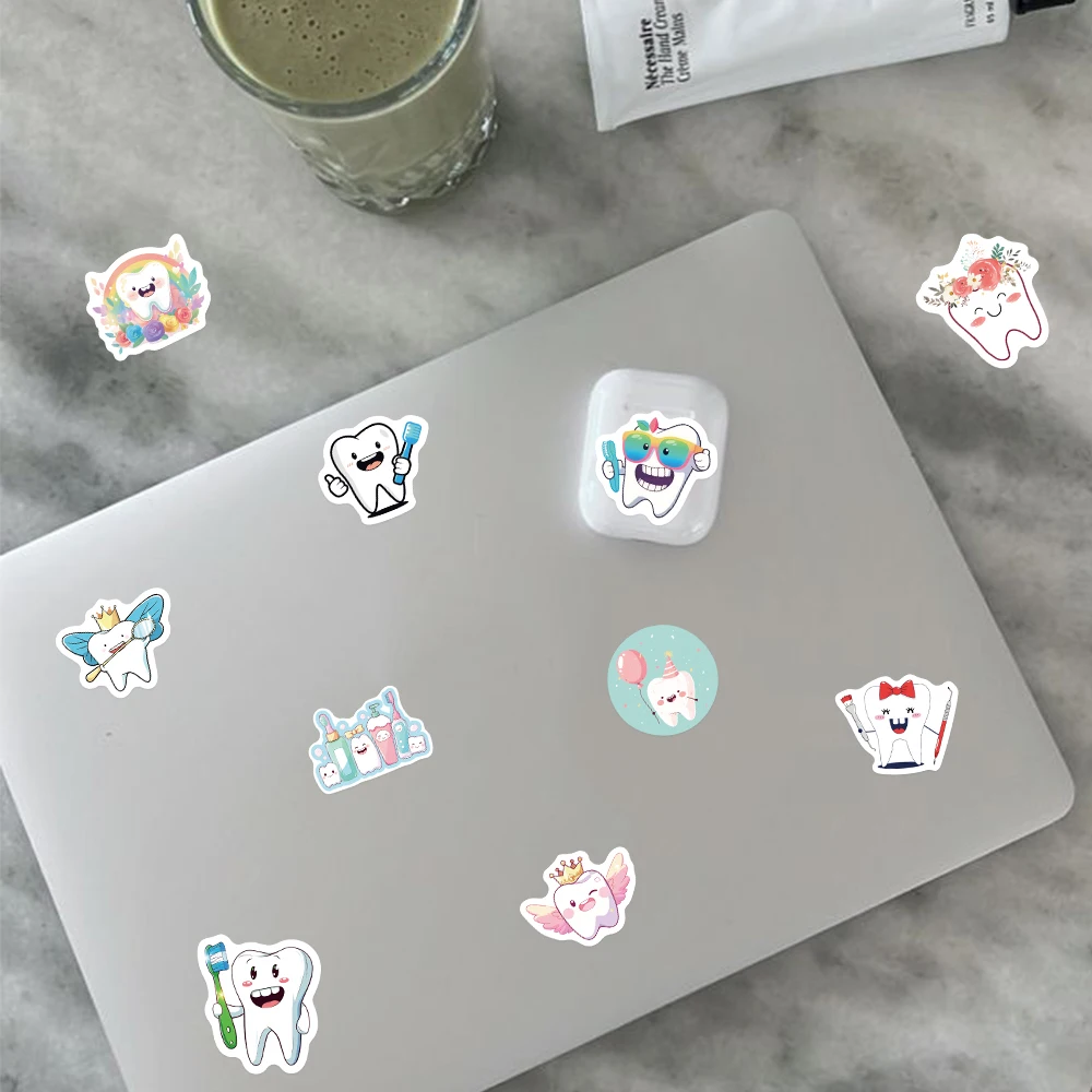 500 stücke Cartoon Zähne Rolle Aufkleber Aufkleber Für Laptop Sammelalbum Skateboard Helm Koffer DIY Graffiti Ästhetische Aufkleber – Detail 8