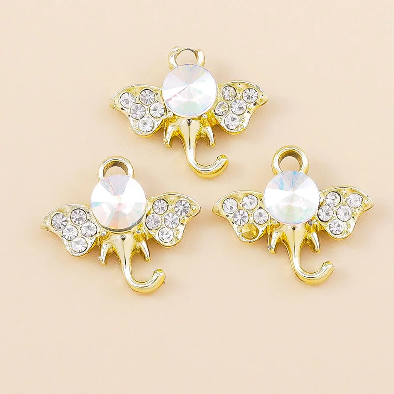 

Leslie 10pcs 3 color Pendants Dainty Crystal CZ Elephant Charms for Jewelry Making DIY Fashion Earrings Necklace Accessories