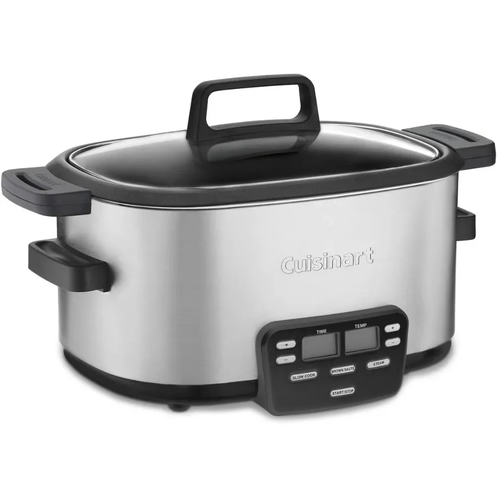 3-In-1 Cook Central 6-Quart Multi-Cooker: Slow Cooker, Brown/Saute, Steamer, Silver, kitchenware