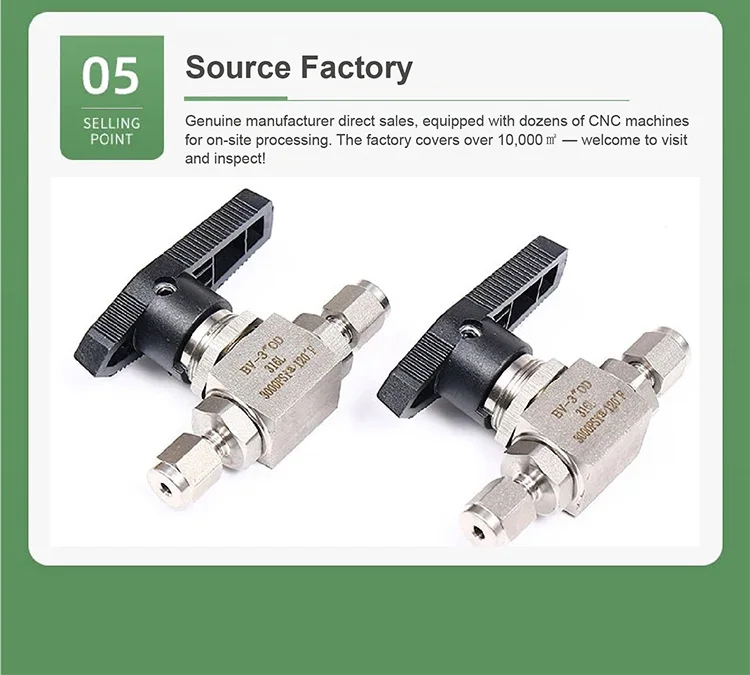 3000PSI Tube Ball Valve 3mm-19mm Inline 3 Way Stainless Steel Industrial Valve 316SS Compression Ball Valve
