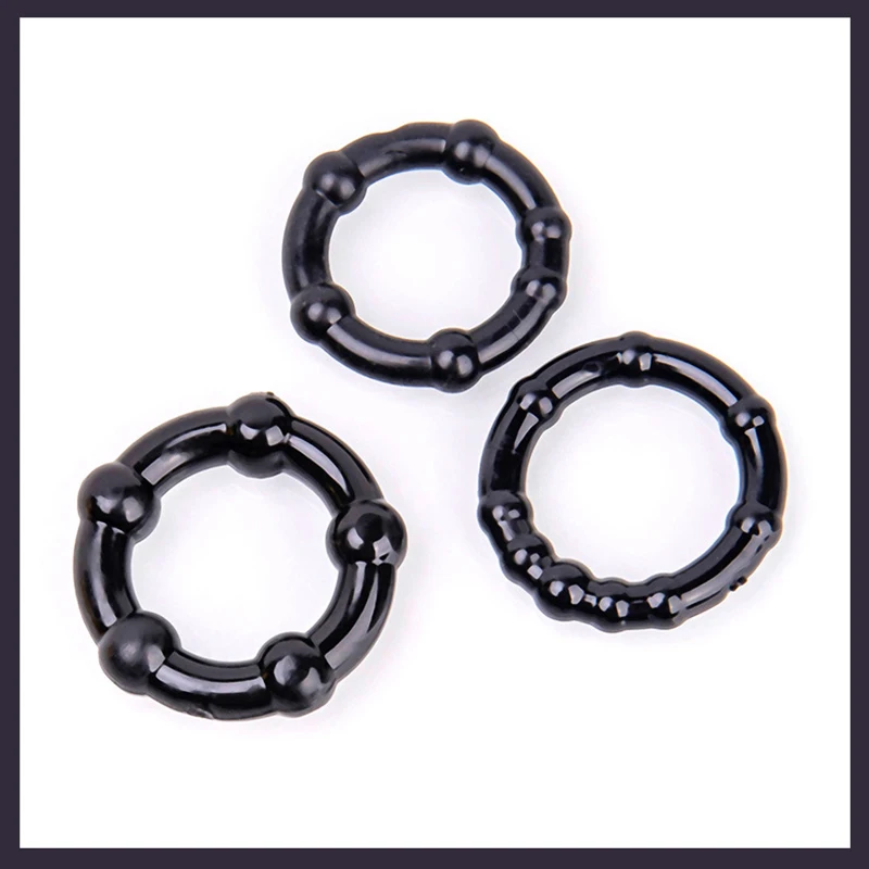 Set of 3PCS Durable Cock Rings Bead Penis Ring Male Delay Ejaculation Lasting Erection Ring Sex Toys For Men Adults