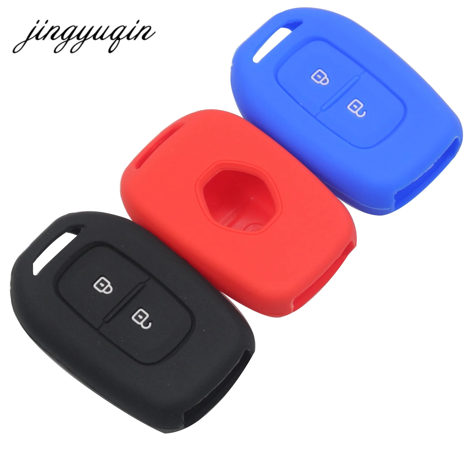 jingyuqin 2 Buttons Silicone Key Case for Renault Scenic Master Megane Duster Logan Clio Captur Laguna Fluence Remote FOB Cover