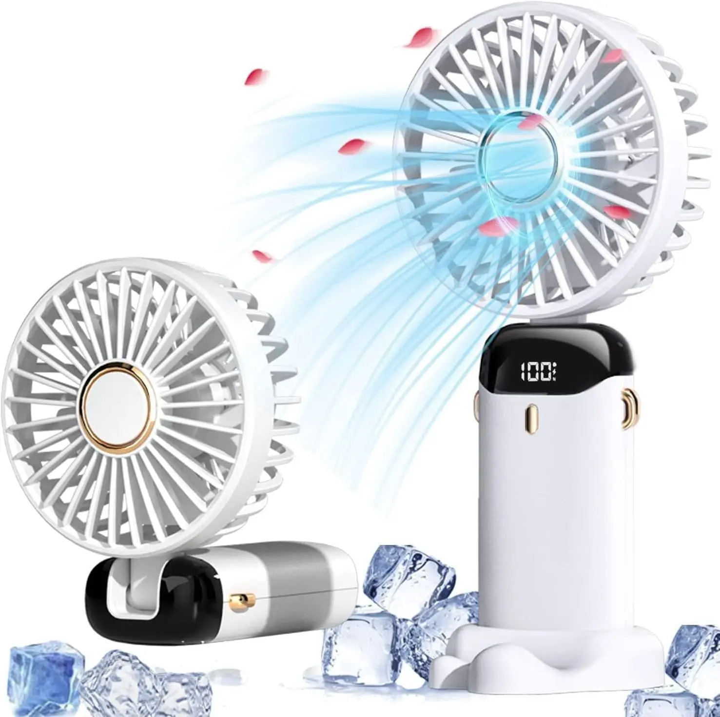 

Ручной мини-вентилятор 1800 мАч, складной портативный стол, уличный подвесной на шею, 5 скоростей, USB перезаряжаемый вентилятор, подставка для телефона, экран дисплея