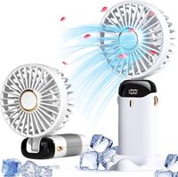 Handheld Mini Fan 1800mAh Foldable Portable Desk Outdoor Neck Hanging 5 Speed USB Rechargeable Fan Phone Stand Display Screen