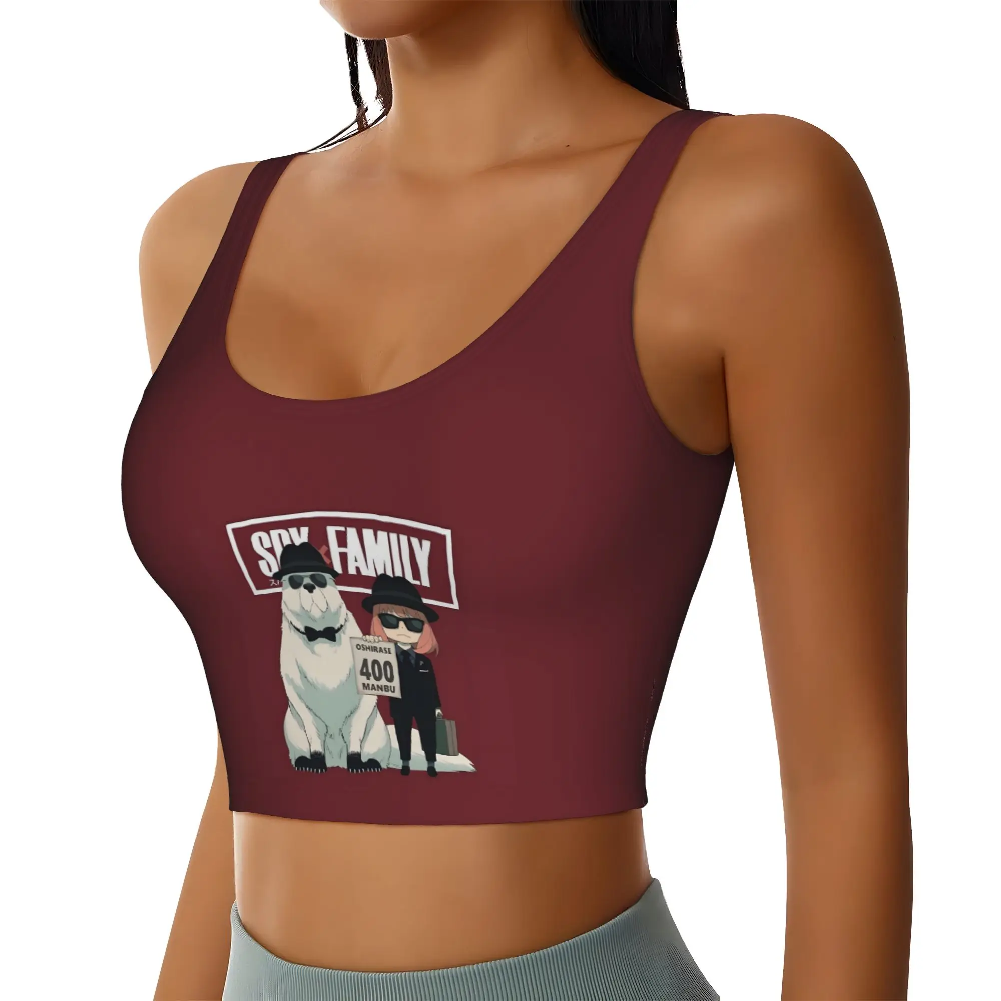High Impact Manga Spy Family Japane Anime  Sports Bra Women Anya Agent  Gym Workout Yoga Crop Top