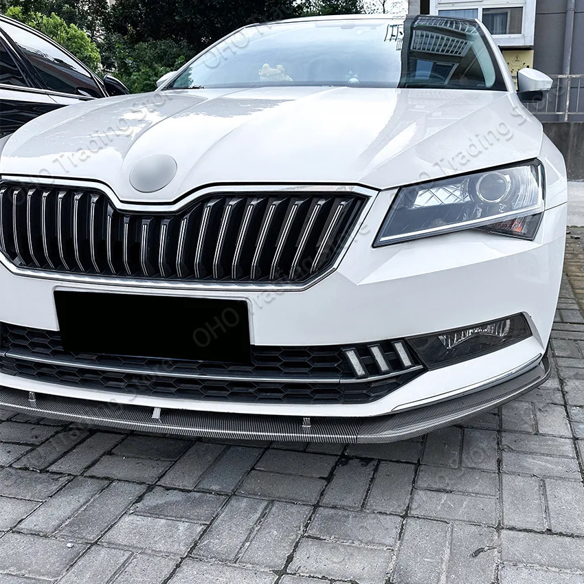 For Skoda Superb III 3V3 3V5 Estate B8 TSI TDI Combi 2015-2019 Car Front Bumper Separator Body Kit Duck Lip Splitter Gloss Black