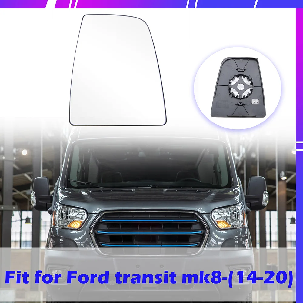 Fit For Ford Transit MK8 2014-2020 Car Accessories Upper / Lower Rhyming 1 Pair Side Rearview Mirror Heating Glass Mirror Lens