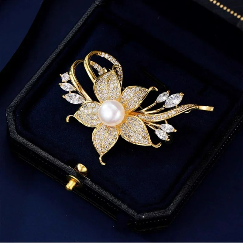 Broche de circonio con forma de flor para mujer, joyería de flores con ramillete de diamantes de imitación, ideal para uso Personal o de regalo, 1 ud.