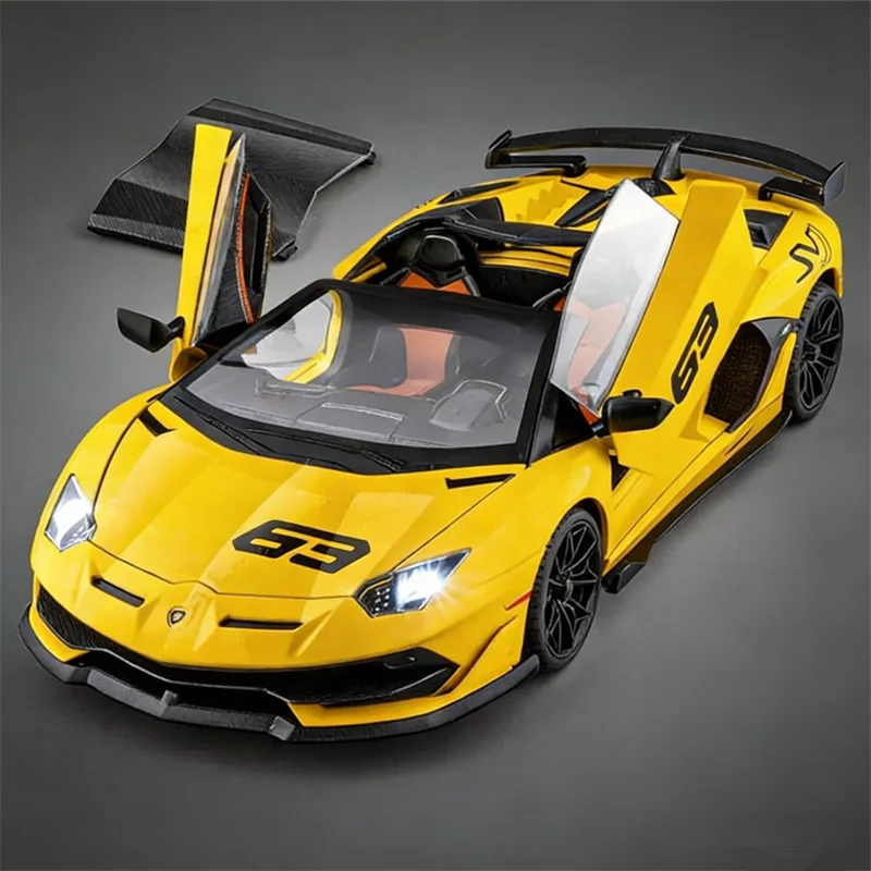 

1/32 Lamborghini Aventadors SVJ 63 Alloy Racing Car Model Diecasts Metal Sports Vehicles Car Model Sound and Light Kids Toy Gift
