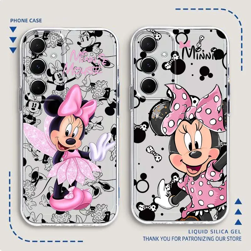 

Disney Pink Minnie Phone Case For Samsung Galaxy Note 20 10 F12 M23 F23 M14 F15 M54 M55 Ultra Plus 5G TPU Transparent