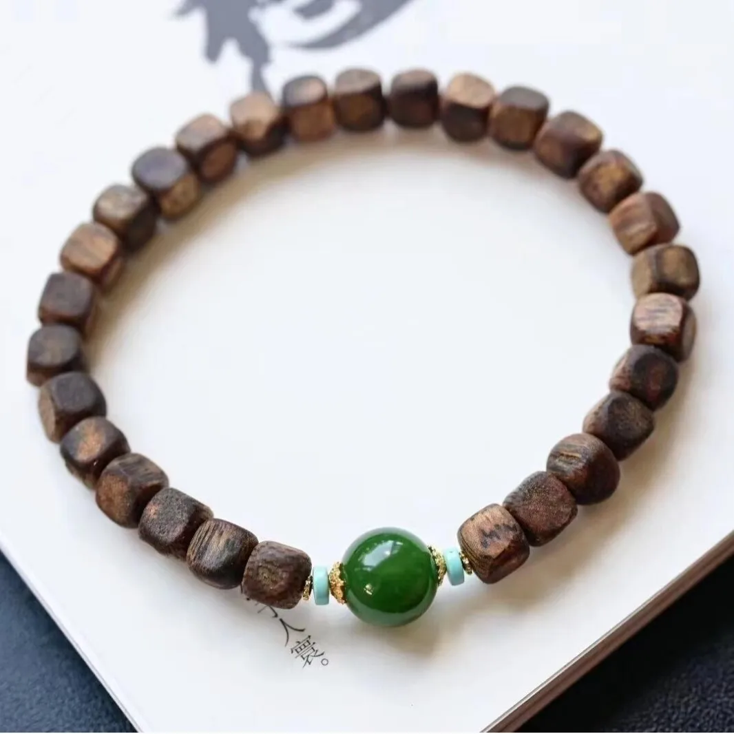 

Natural Hainan Agarwood Nan 4mm Bracelet DIY Matching Jasper Turquoise Single Circle Unisex Collectible Jewelry