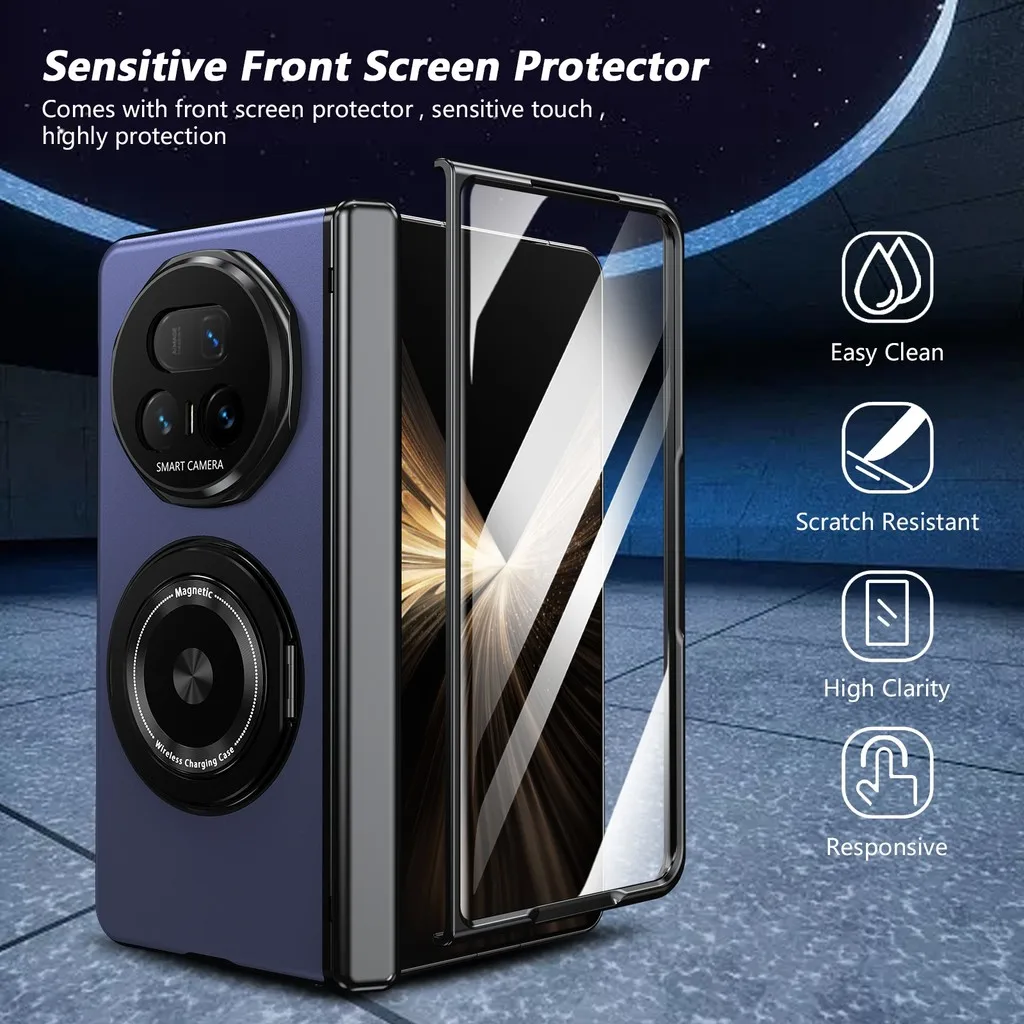 

360° Rotating Holder Phone Case For Honor Magic V5 V3 Vs3 5G Magnetic Ring Hinge Screen Protector Film Shockproof Cover