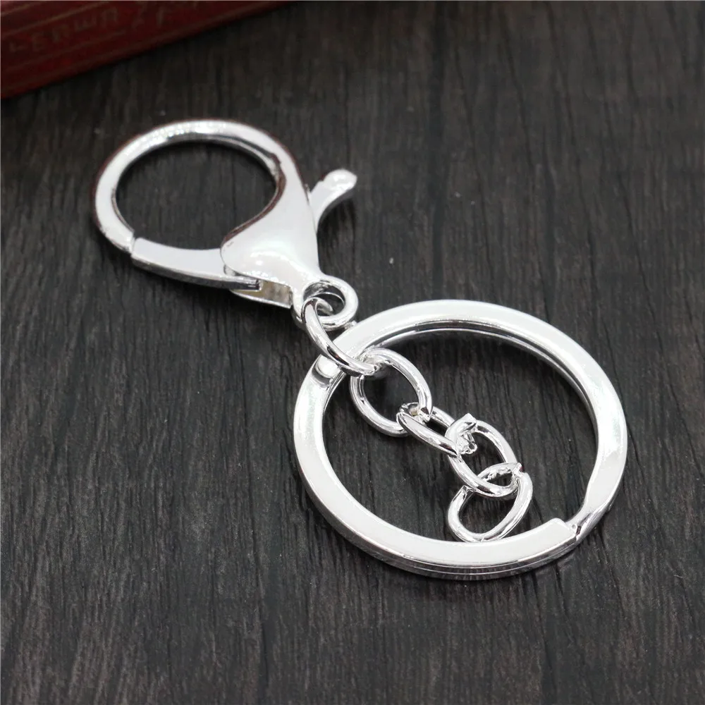 5pcs/lot 30mm Chain Key Ring Long 70mm Popular classic 8 Colors Plated lobster clasp key hook chain jewelry making for keychain
