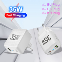 35W GaN USB Type C Charger Tablet Fast Charger QC3.0 PD3.0 Charge Adaper For iPhone Xiaomi  EU/US/KR Plug Wall Charger