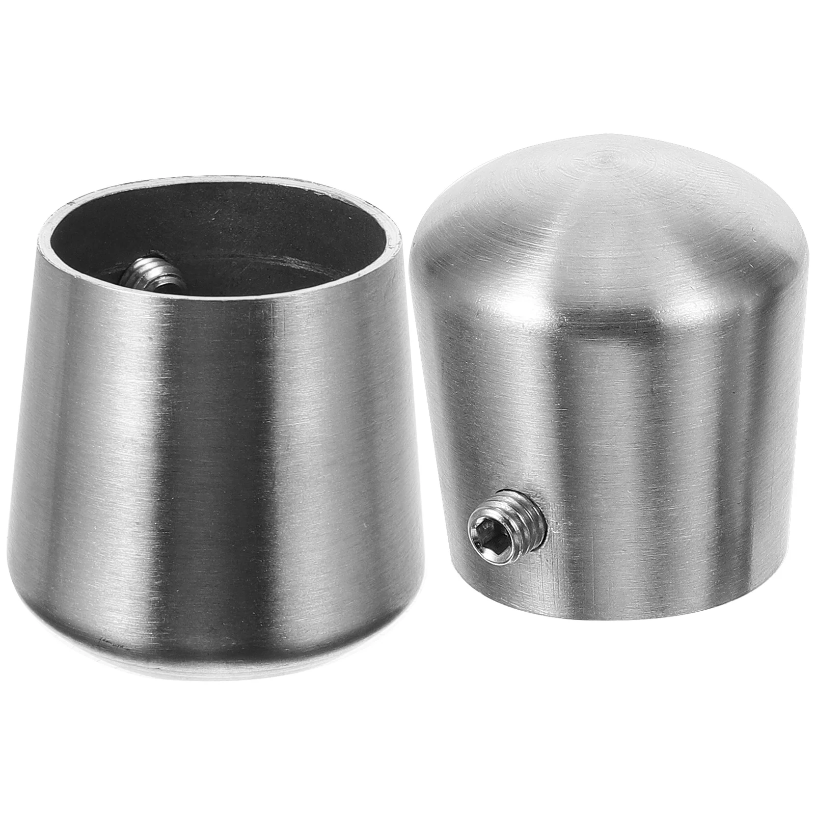 2 Pcs Round Pipe Handrail Plugs Caps Metal for Stairs End Railing Column Decoration