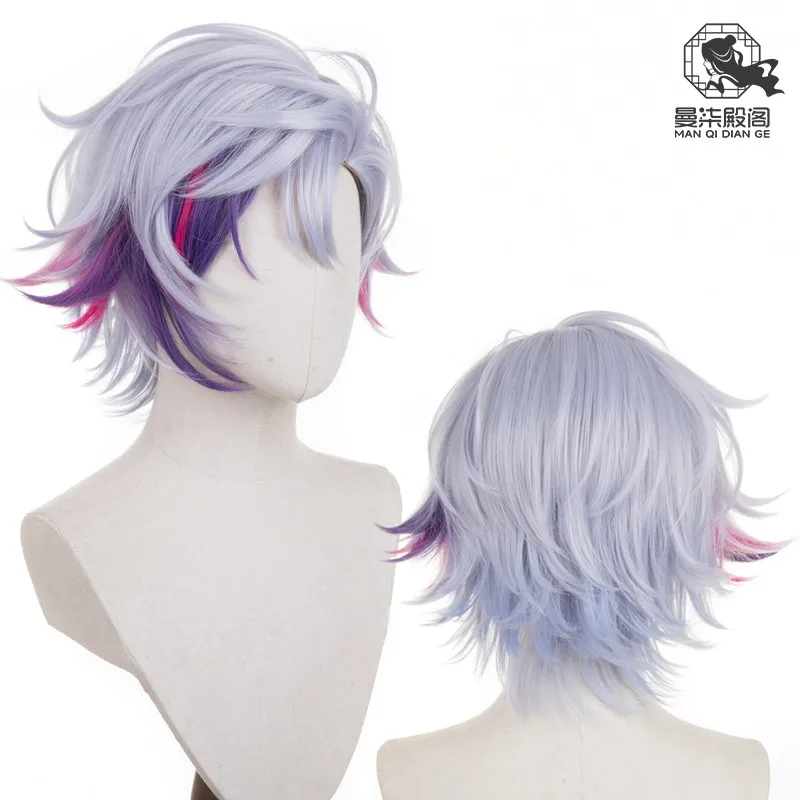 

vTuber Axia Krone Fuwa Minato Mayuzumi Kai короткие парики для косплея для мужчин Хэллоуин вечерние игры роль + шапочка для парика