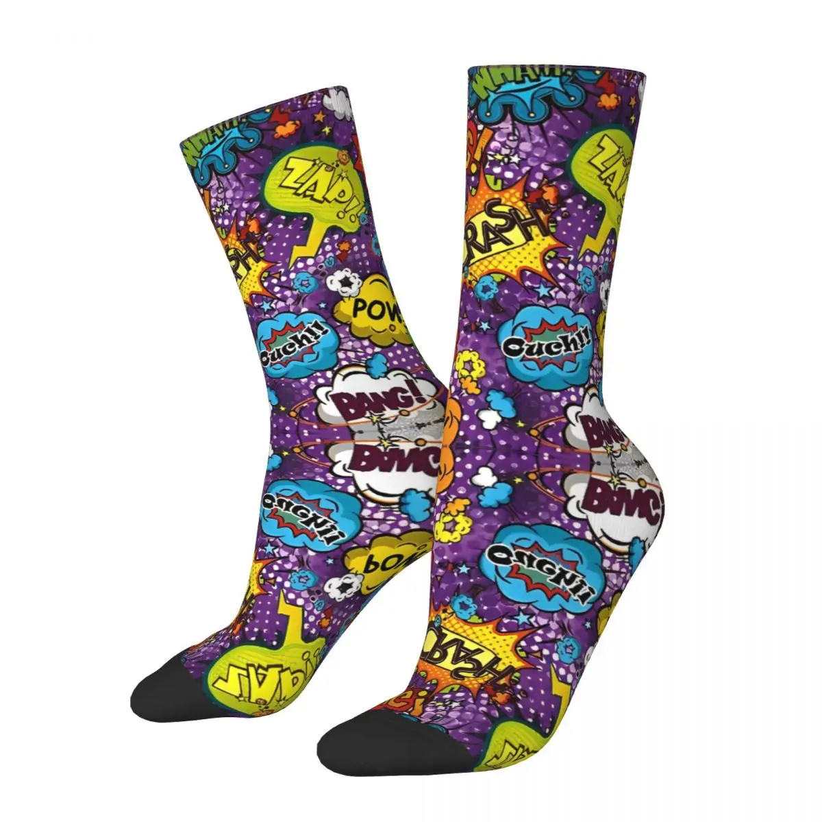 Comic Book Explosion Vintage Graffiti Art Pattern Stockings Pattern Kawaii Socks Winter Anti Bacterial Socks Men Running Socks