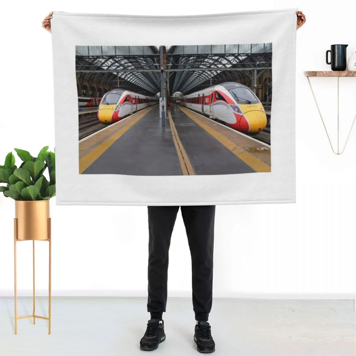 LNER Azuma trains at Kings Cross Throw Blanket Warm Blankets Sofas Of Decoration warm winter decorative Decorative Sofa Blankets