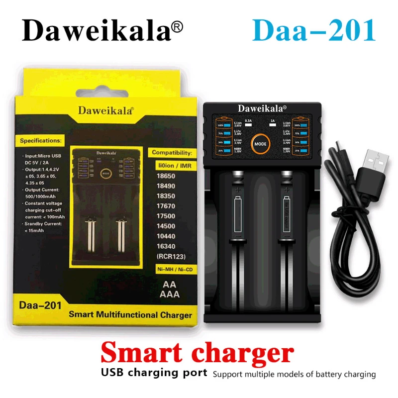 Daweikala18650 Lithium Battery 26650 Intelligent USB Dual Charging Charger 5V2A Input Can Be Used As Neutral Accessories & Parts