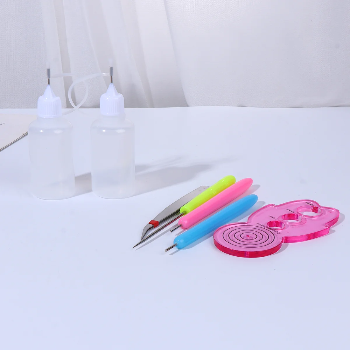 7 pçs em 1 conjunto diy kit de ferramentas de rolamento de papel artesanal rolando curling quilling agulha caneta para casa escola artesanato (cor aleatória)