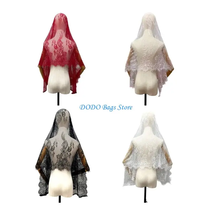 

Sophisticated Lace Edged Shawl For Wedding Event Traditional Polyester Fabric Breathable Evening Attire