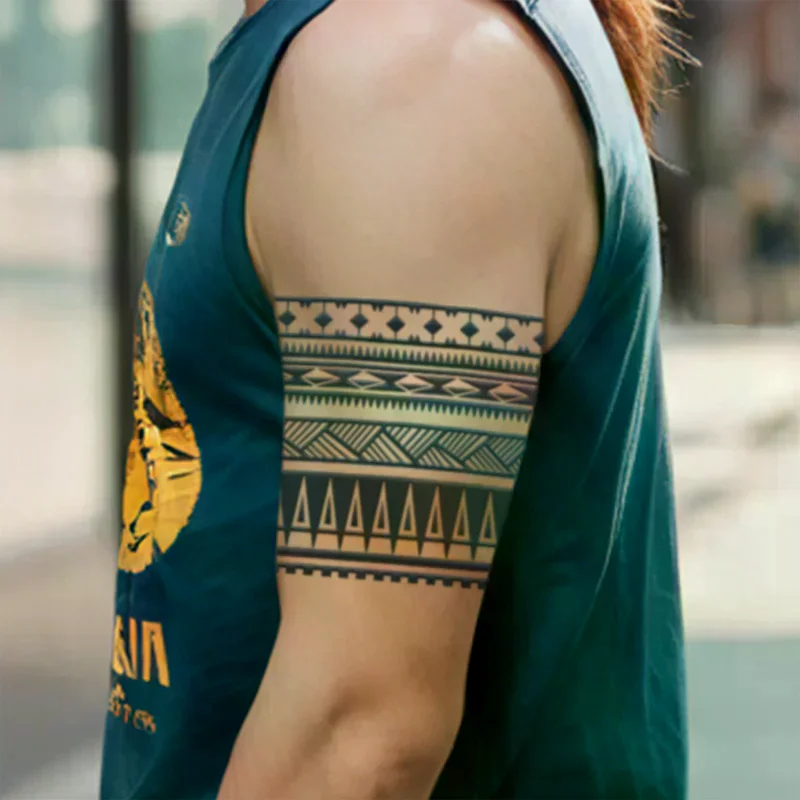 

Браслет с геометрическим узором, водонепроницаемая временная татуировка, стойкая 1-2 недели, реалистичная полупостоянная поддельная татуировка