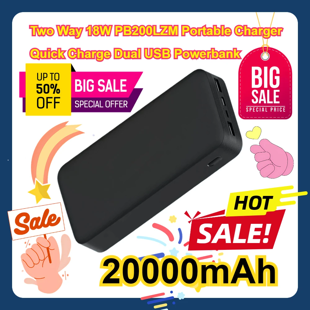 

Two Way 18W PB200LZM Portable Charger Quick Charge Dual USB Powerbank 20000mAh Power Bank