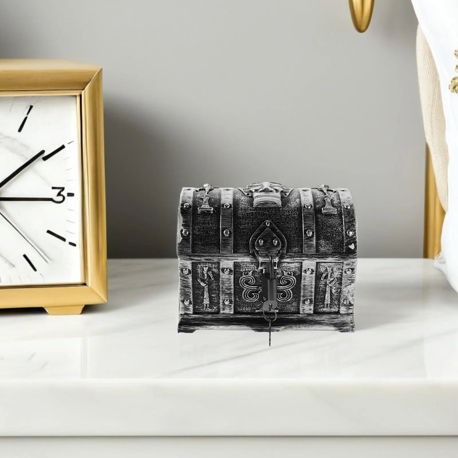 Wooden Box Display Case Jewelry Storage Organizer Halloween Christmas New Year Decorative Lock Box Decorative Box Storage