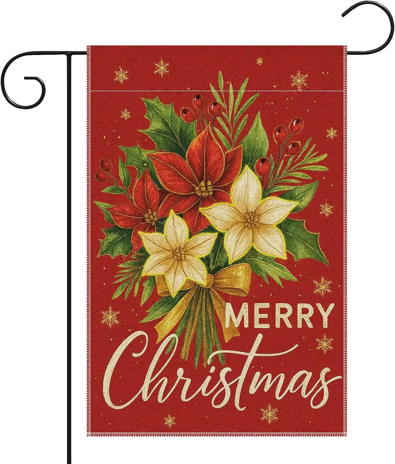 12 x 18 Inches Merry Christmas Poinsettia Garden Flag Decorations, Double Sided Vertical Holiday Yard Flag with Red and Whit llz