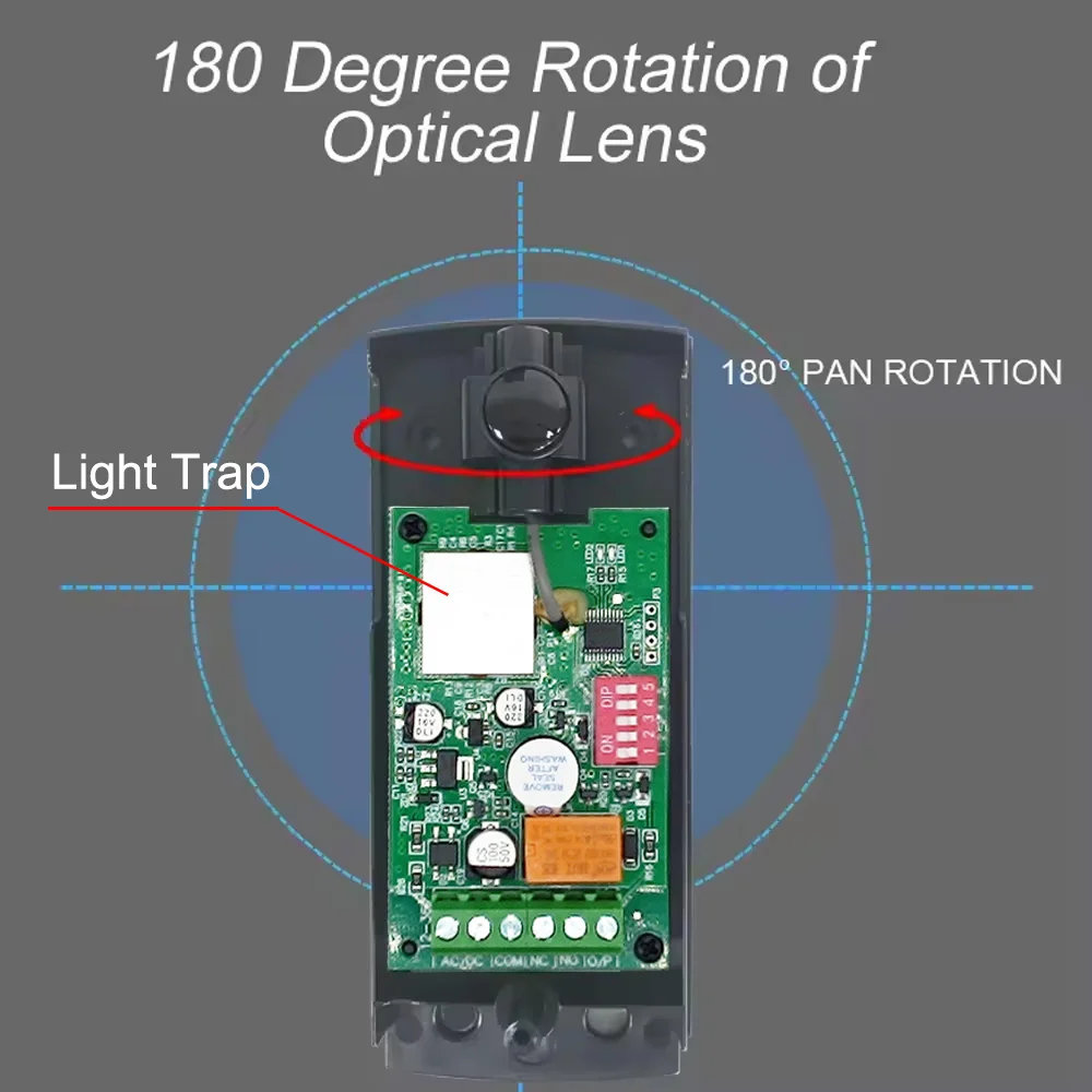 15m Lens Can Rotation 180 Degree Infrared Beam Sensor Automatic Gate Photocell Use With Gate Motor / Garage Door Operator