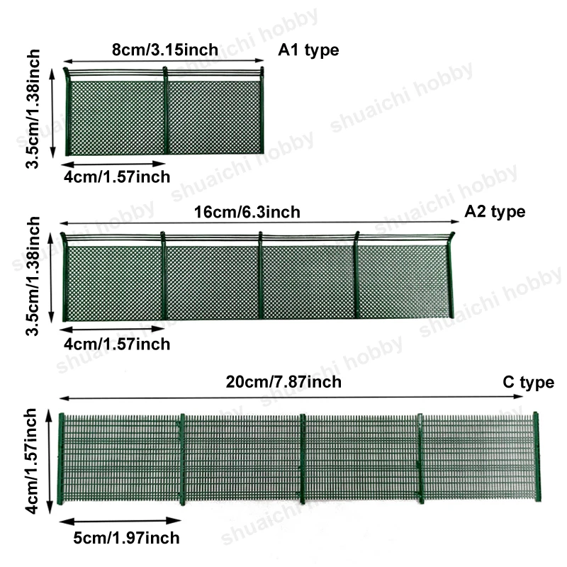 2 Stuks Miniatuur Snelweg Vangrail Model Hoogte 3.5/4 Cm Koper Anti-Collision Netto Treinspoor Hek voor Diy Diorama Accessoire