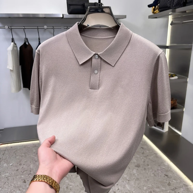 Men's Summer Short Sleeve Polo Shirt | Lightweight Breathable Ribbed Knit | Casual Slim Fit Multi-Color Tops