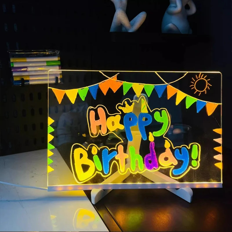 

Luminous Drawing Board Diy Graffiti Erasable Acrylic Fluorescent Board Blackboard Children's Puzzle Toy Writing Board Gifts