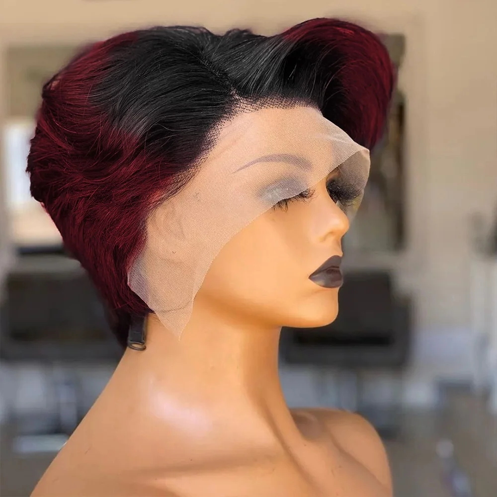 

13x4 Lace Frontal Short Pixie Cut Bob Wig Human Hair Wig Curly Wave Watual Look Natural Wigs for Women ﻿