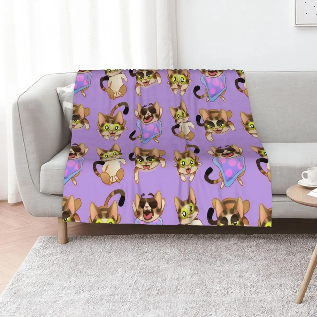 

Gilbert the kitten pattern! 3 Throw Blanket Thermal Plaid on the sofa Luxury Thicken Camping Blankets