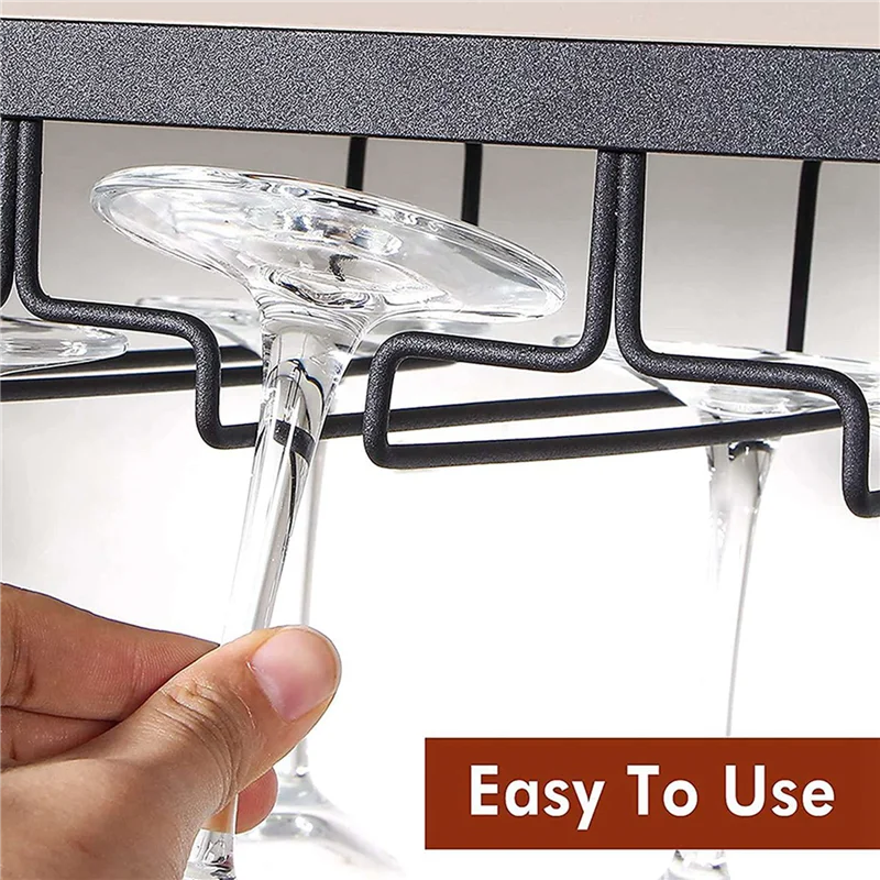 

3X Wine Glass Rack Under Cabinet,3 Rows Hanging Stemware Rack Metal Glasses Holder Storage Hanger For Kitchen,Bar,Etc-B09B