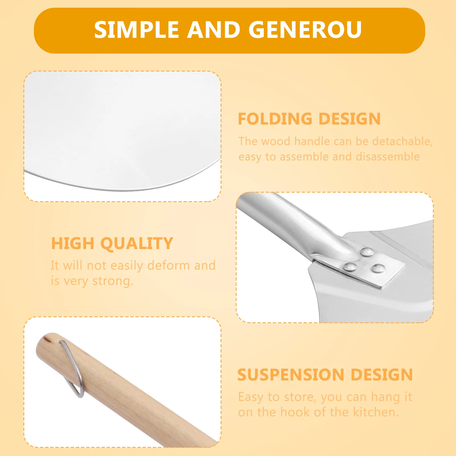 

1Pcs Pizza Paddle Wood Handle Detachable Design Perfect for Lifting Bread Oven Peel Kitchen Supply Kitchen Supply