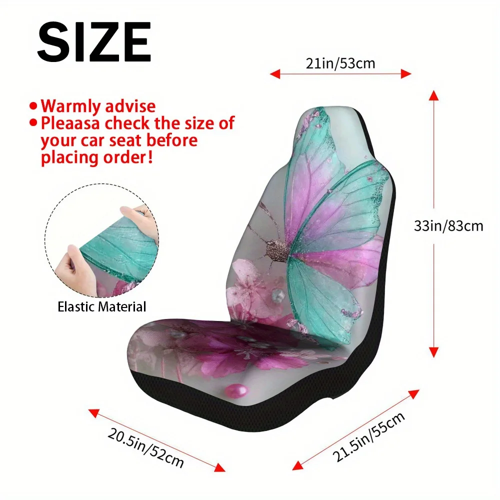2pcs Spring Butterfly Blossom Design Universal Car Seat Cover Set – High-Quality, Durable, And Stylish Car Seat Protectors, Univ 2