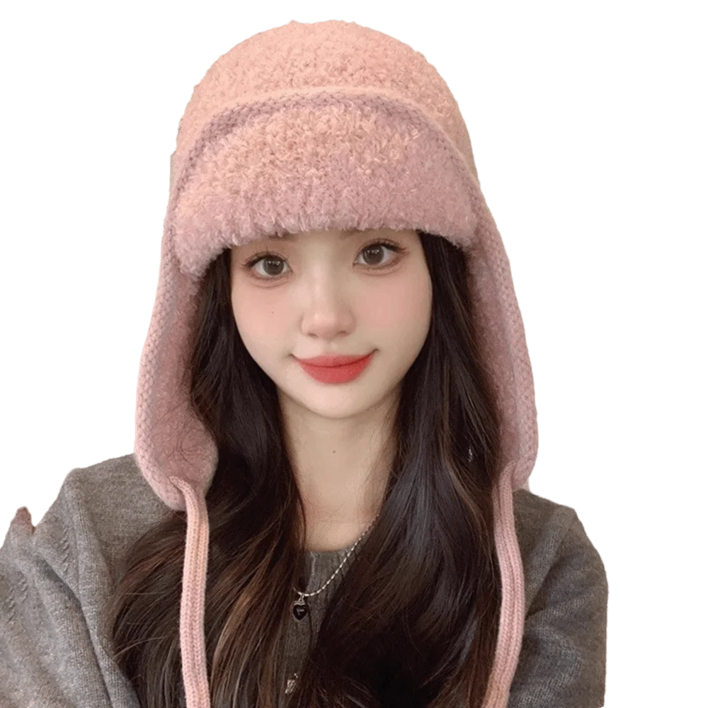 

Cute Winter Hat Windproof Warm Knitted Hat Ear Protection Earflap Hat