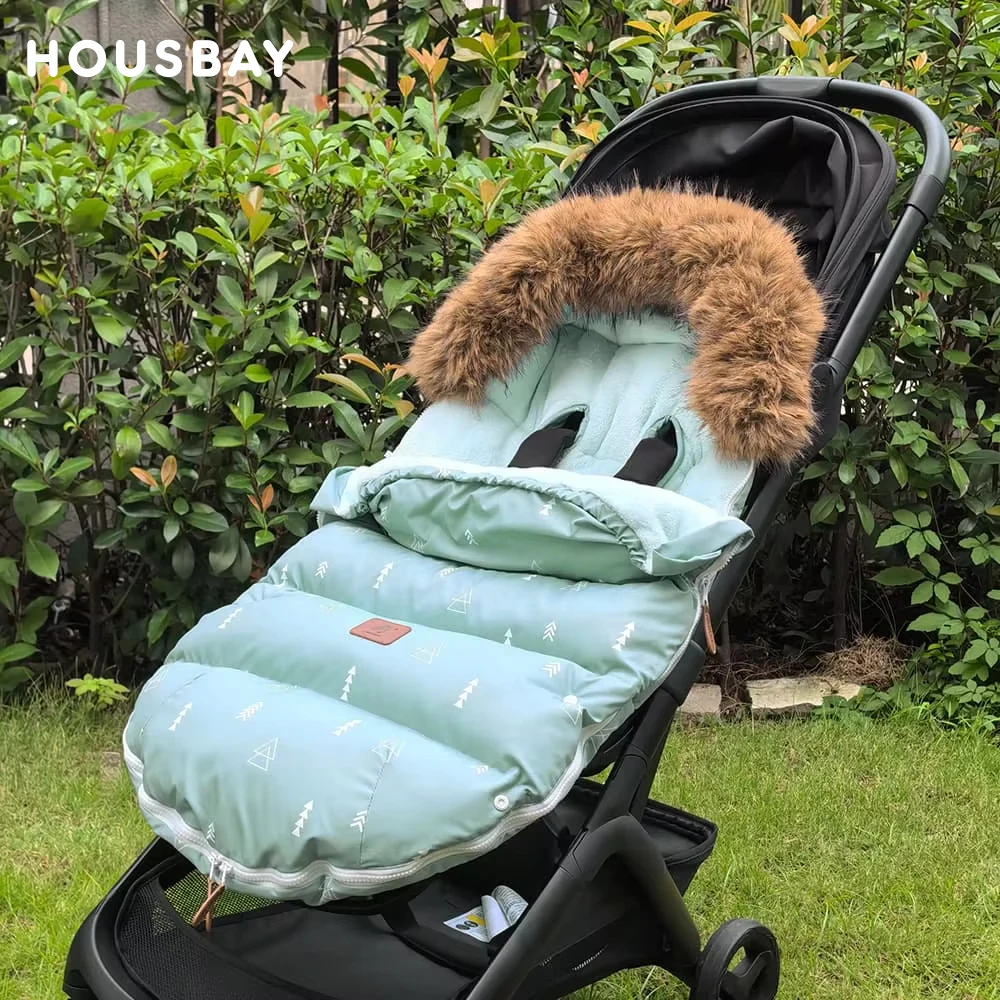 

Baby Bag For Stroller Thickness 92Cm Windproof And Waterproof Removable Fur Collar Winter 0-2Y Baby Stroller Accessories