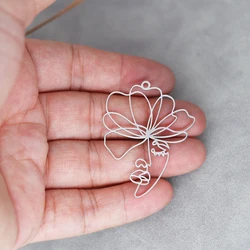 Stainless Steel Lady Face Vintage Flower DIY Tassels Earrings Personalize Pendant Charms for Jewelry Making Necklace Women Craft