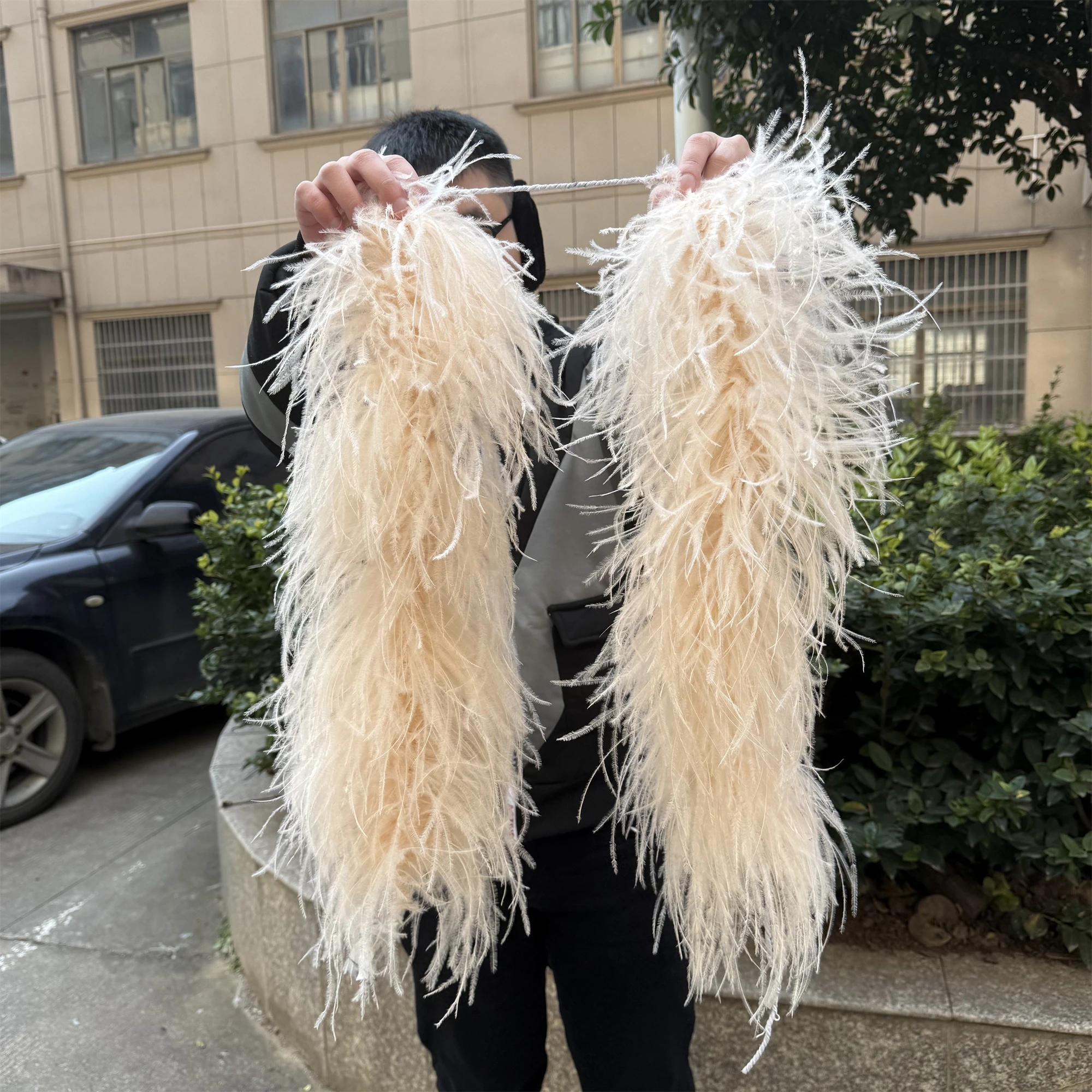 50cm/lot Natural White Ostrich Feather Boa 4-20Ply High Quality Feathers Shawl for Crafts Wedding Carnival Clothing Sewing Plume