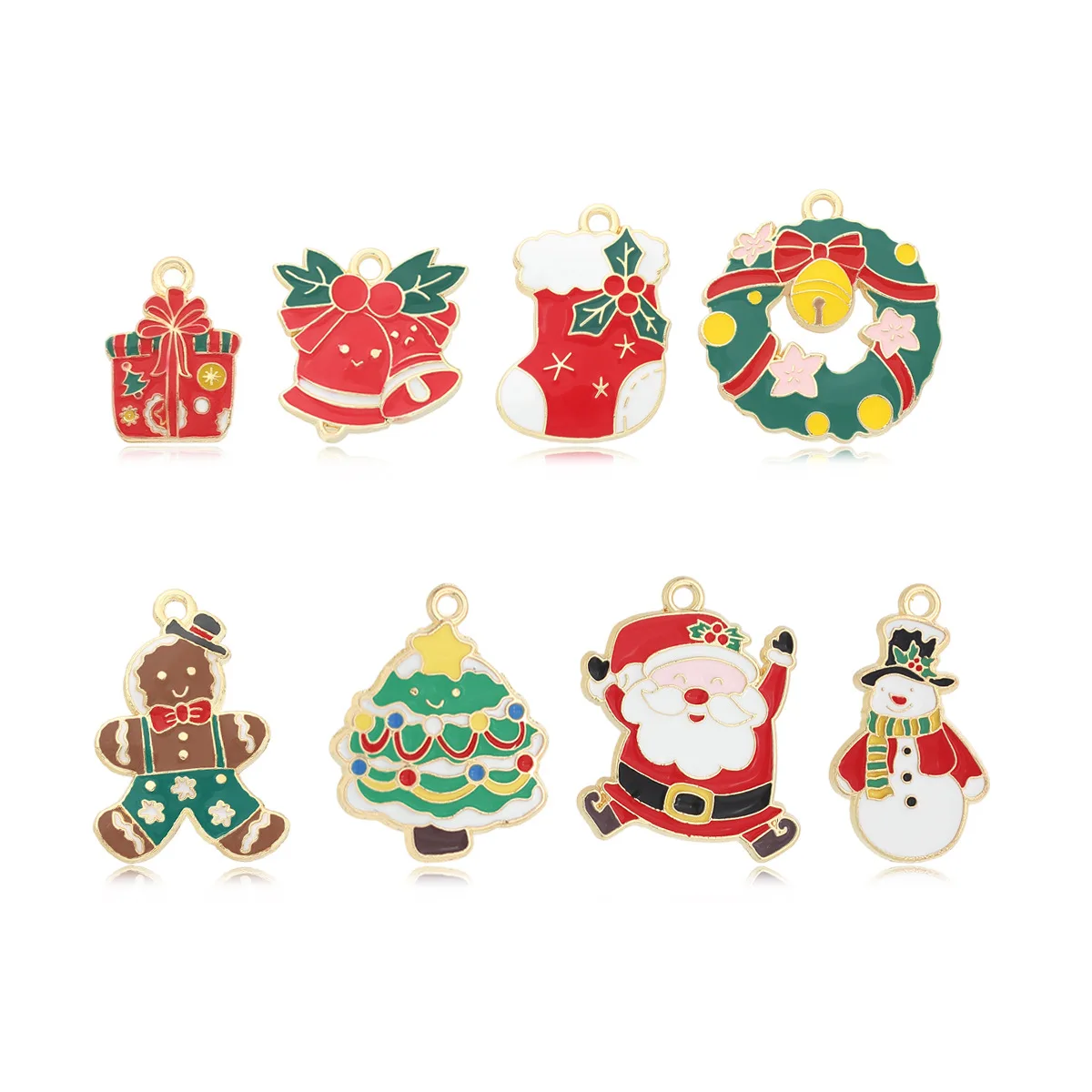 10PCS Christmas Stocking Santa Enamel Charm Pendant Diy Accessories Alloy Made Earrings Earrings Necklace Pendant Charms