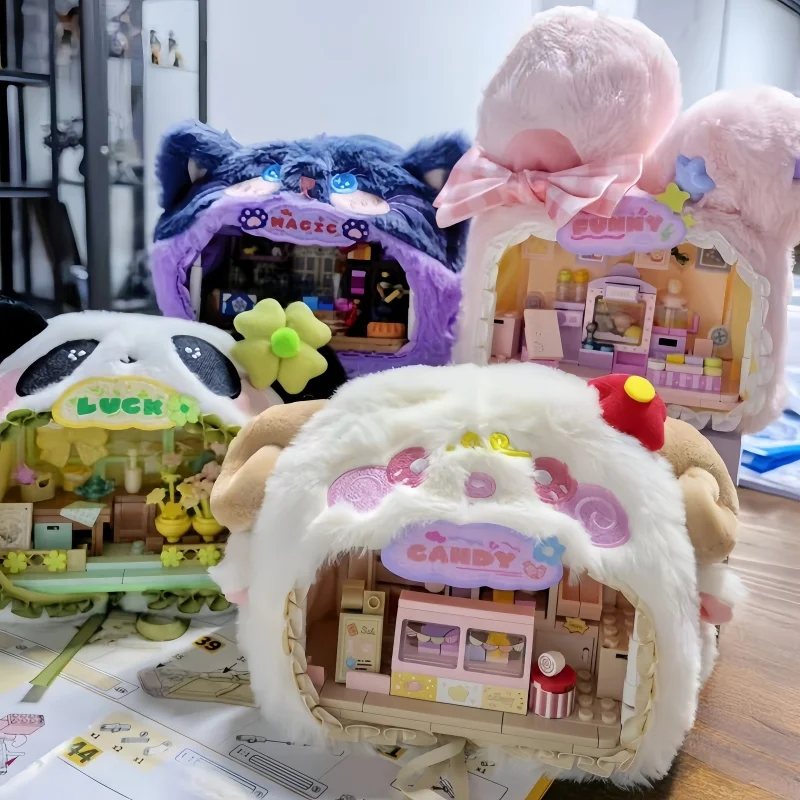 

Новый магазин мелких животных, слепая коробка, строительные блоки, уличная сцена, волшебные конфеты, панда, цветочный магазин, сборка, кирпичная игрушка, головоломка, подарки для девочек