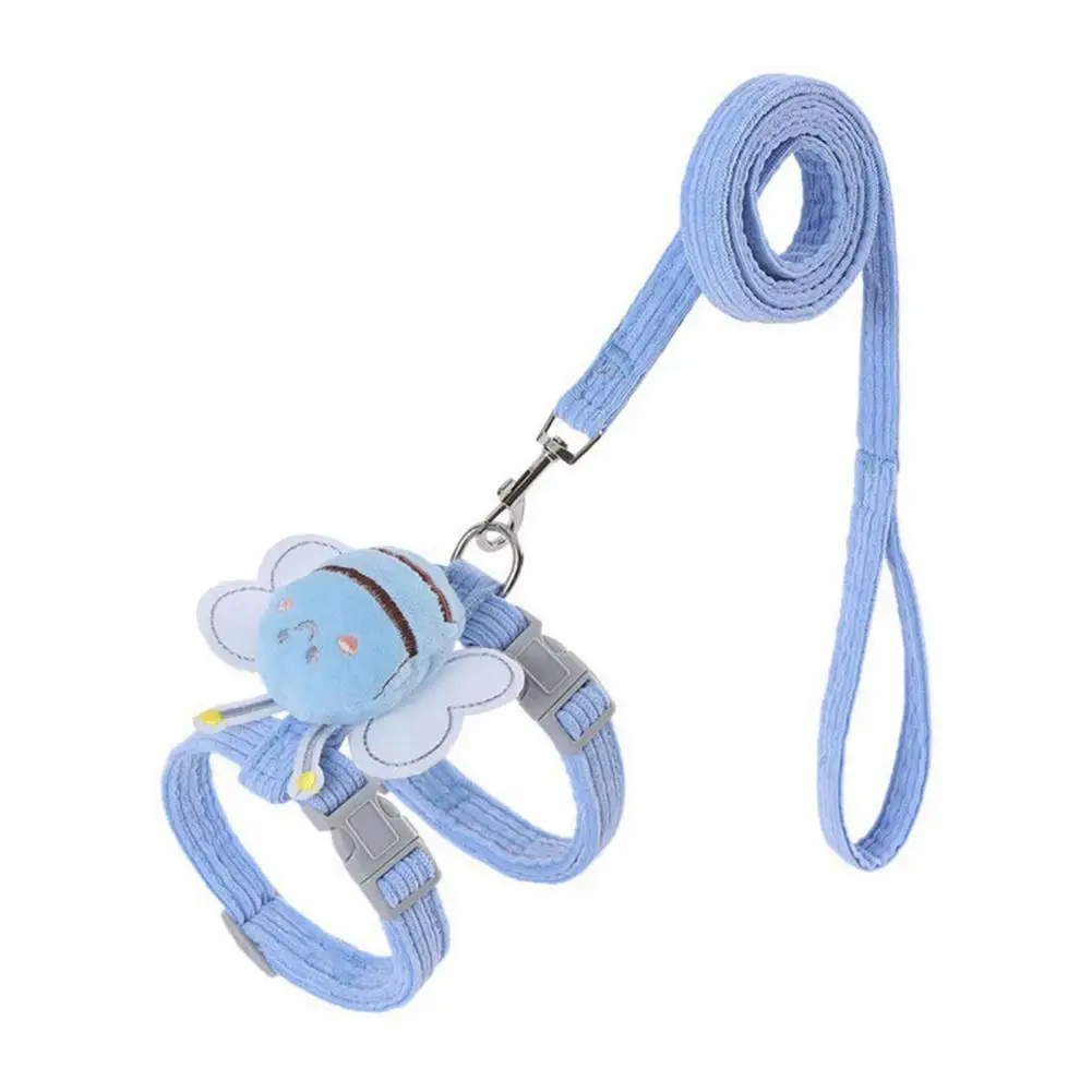 Mini Cat Leash Adjustable Cat Harness Leash Set Cartoon Bee Pet Collar for Small Medium Dogs Escape-proof Double Layer Outdoor