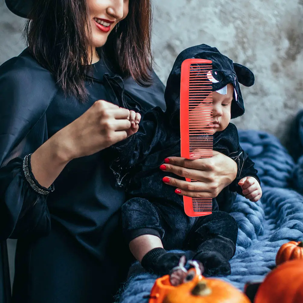 2Pcs Giant Oversized Comb Prop Plastic Clown Comb Big Hair Brush Comedy Costume Halloween Party Photo Red Yellow