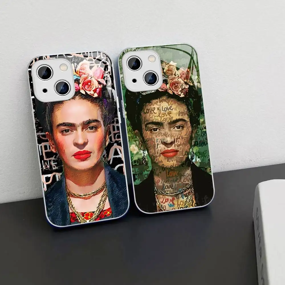 

-Fashion F-Frida K-KahlosS Phone Case Tempered Glass For Iphone 14 13 12 11 Pro Mini XS MAX 14Plus X XS XR Cover