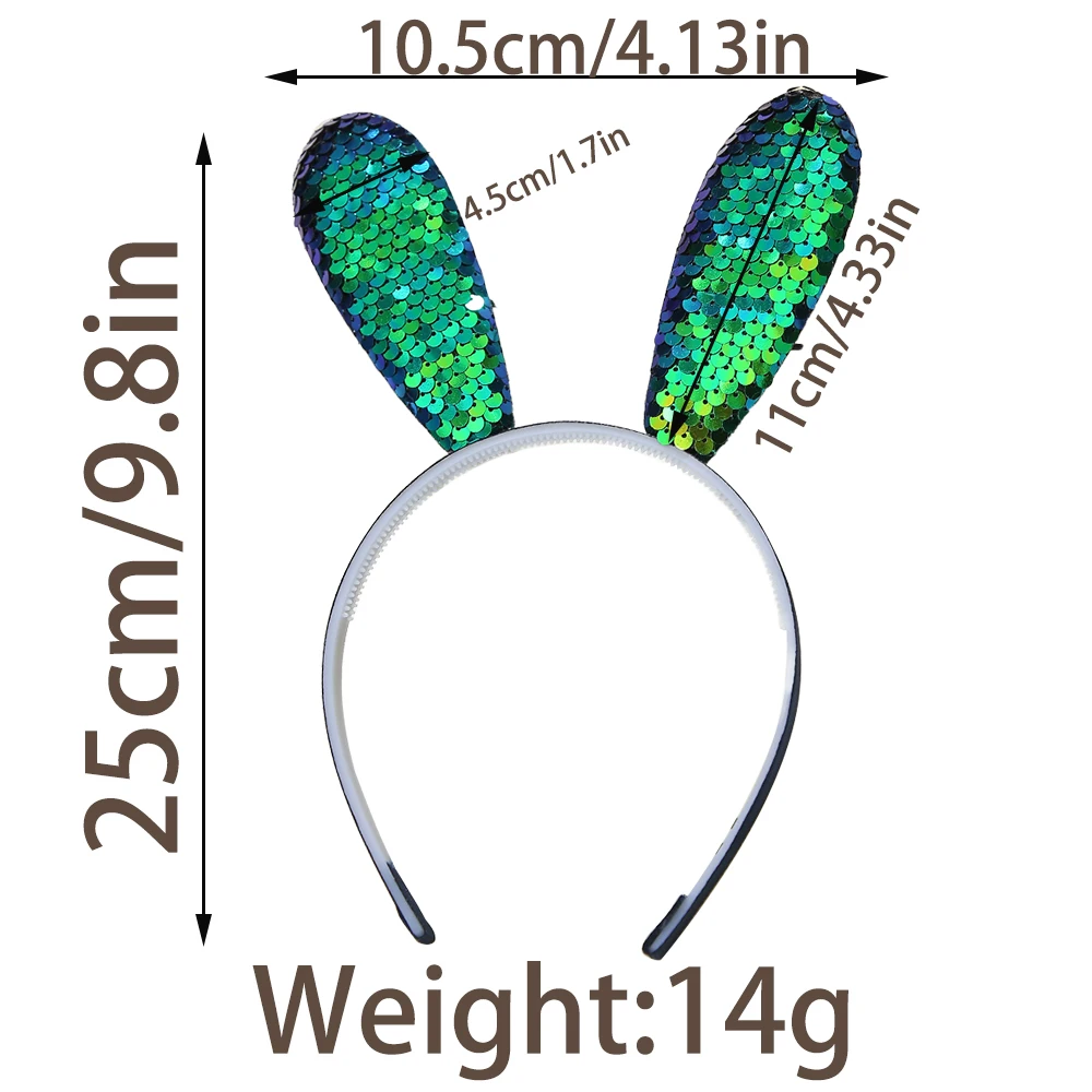 Rabbit Ears Headband Glitter Sequin rabbit Hairbands Shiny Headband Hair Metal Hoop Hair Party Decoration